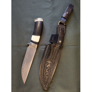 ЧОРНИЙ ГЕНЕРАЛ авторський ніж ручної роботи майстра Leo Knife, сталь Elmax в ламінаті з нержавіючого дамаску, 62 HRC. Photo 3